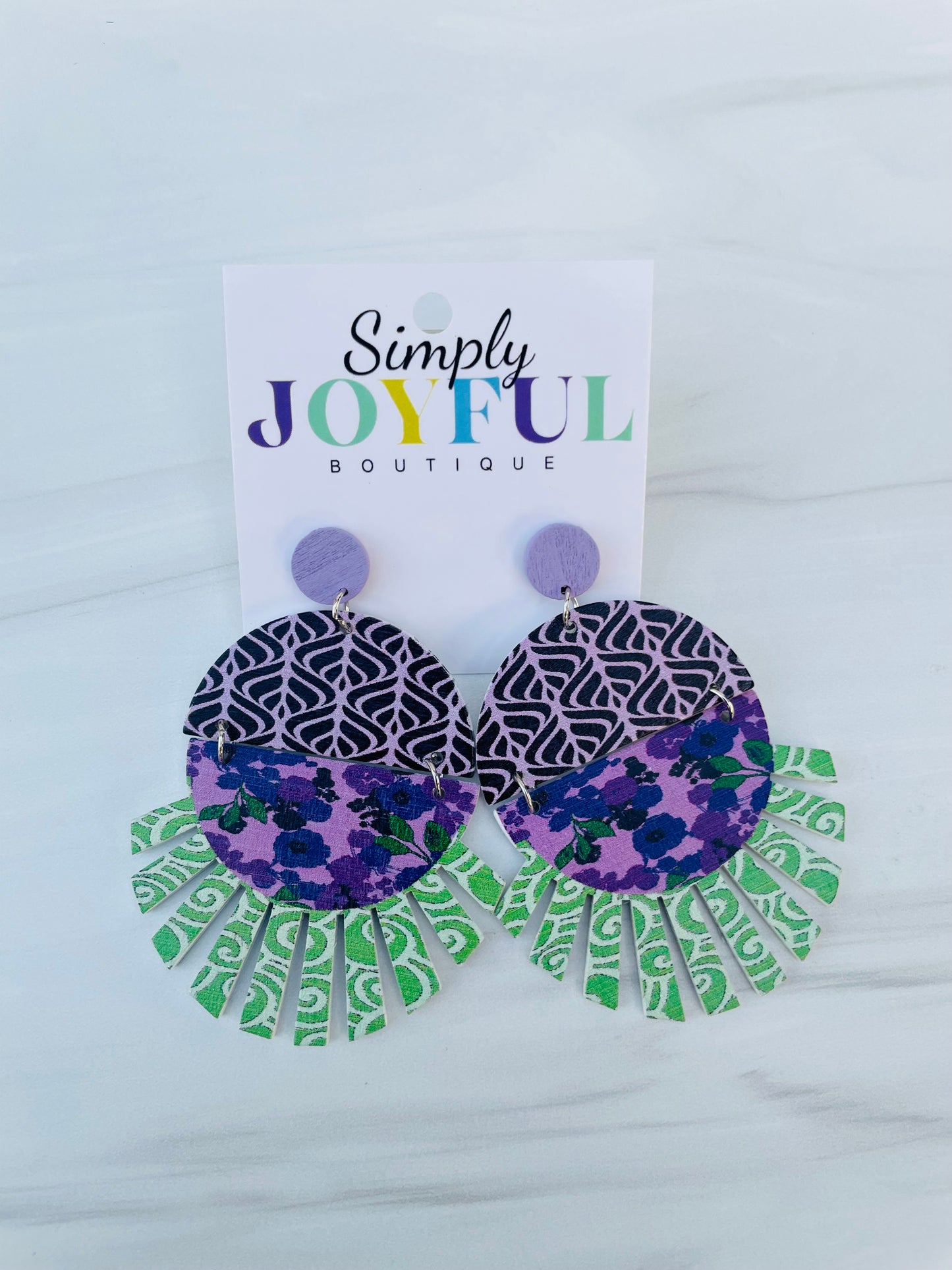 Wooden Circle & Bar | Earrings