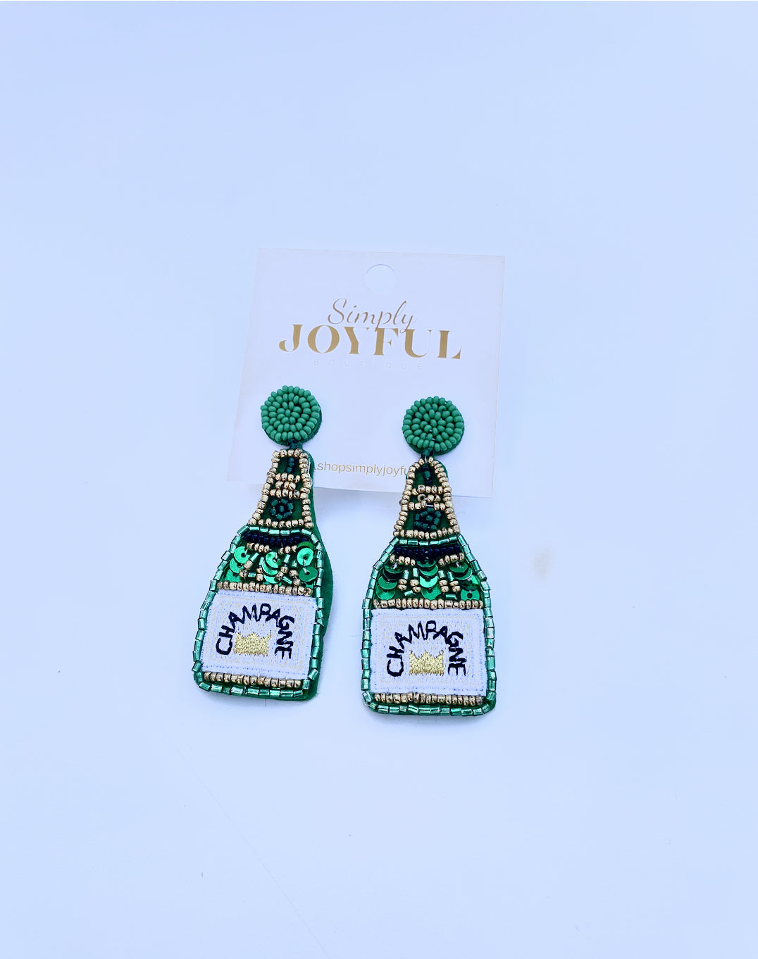 Green Beaded Champagne |Earrings