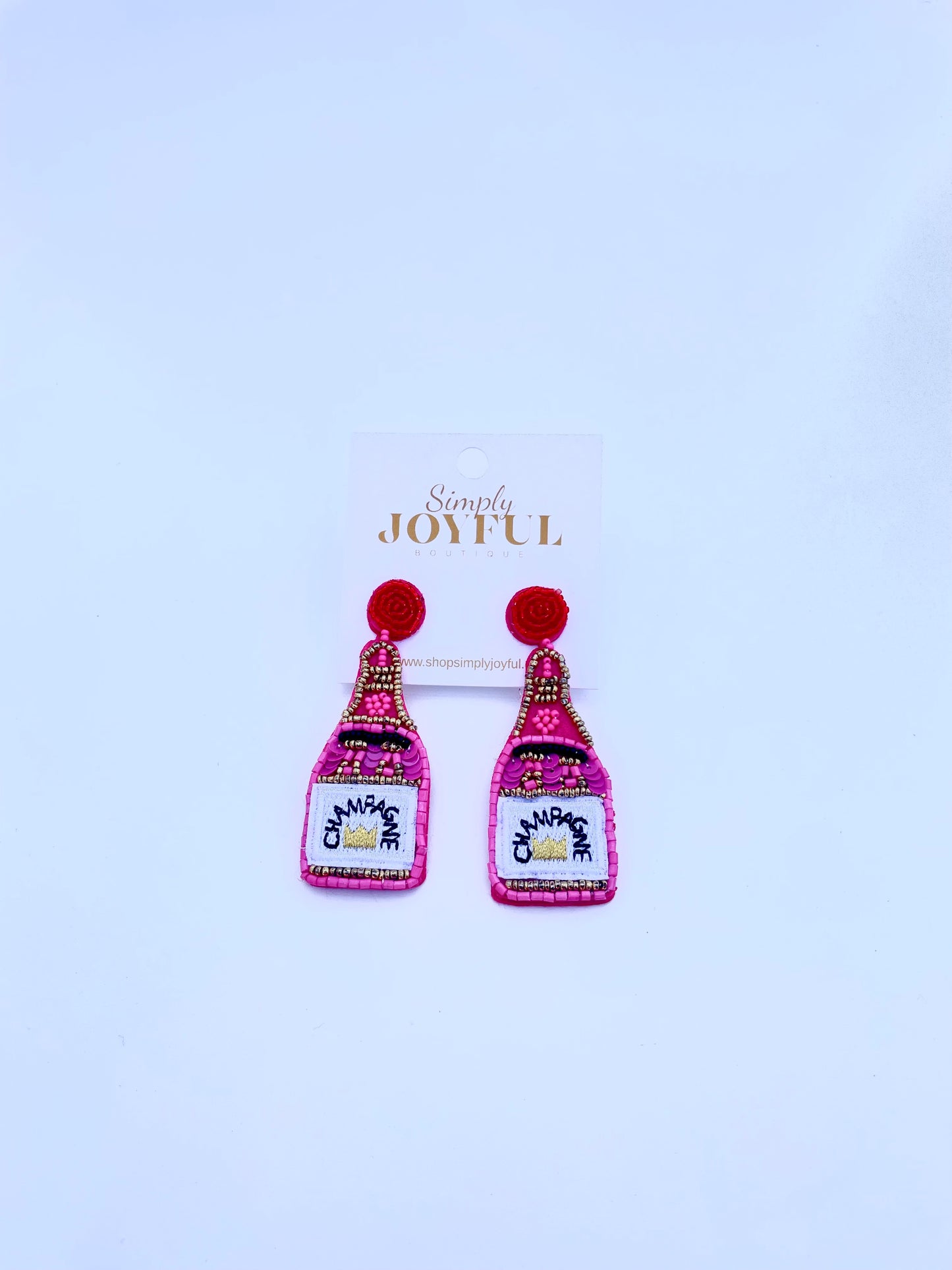 Pink Beaded Champagne | Earrings