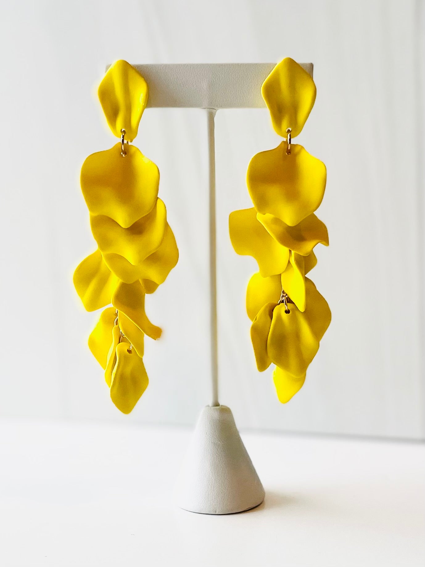 Yellow Rose Petal Dangle Earrings
