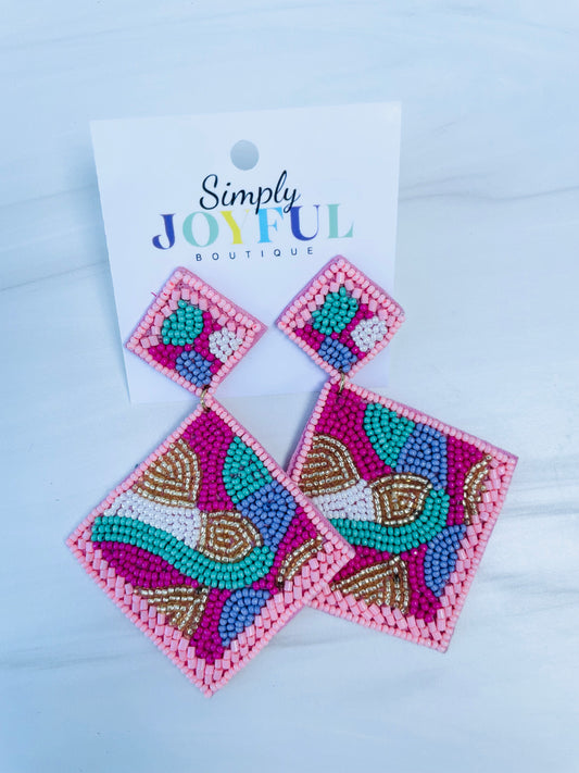 Beaded Square | Earrings