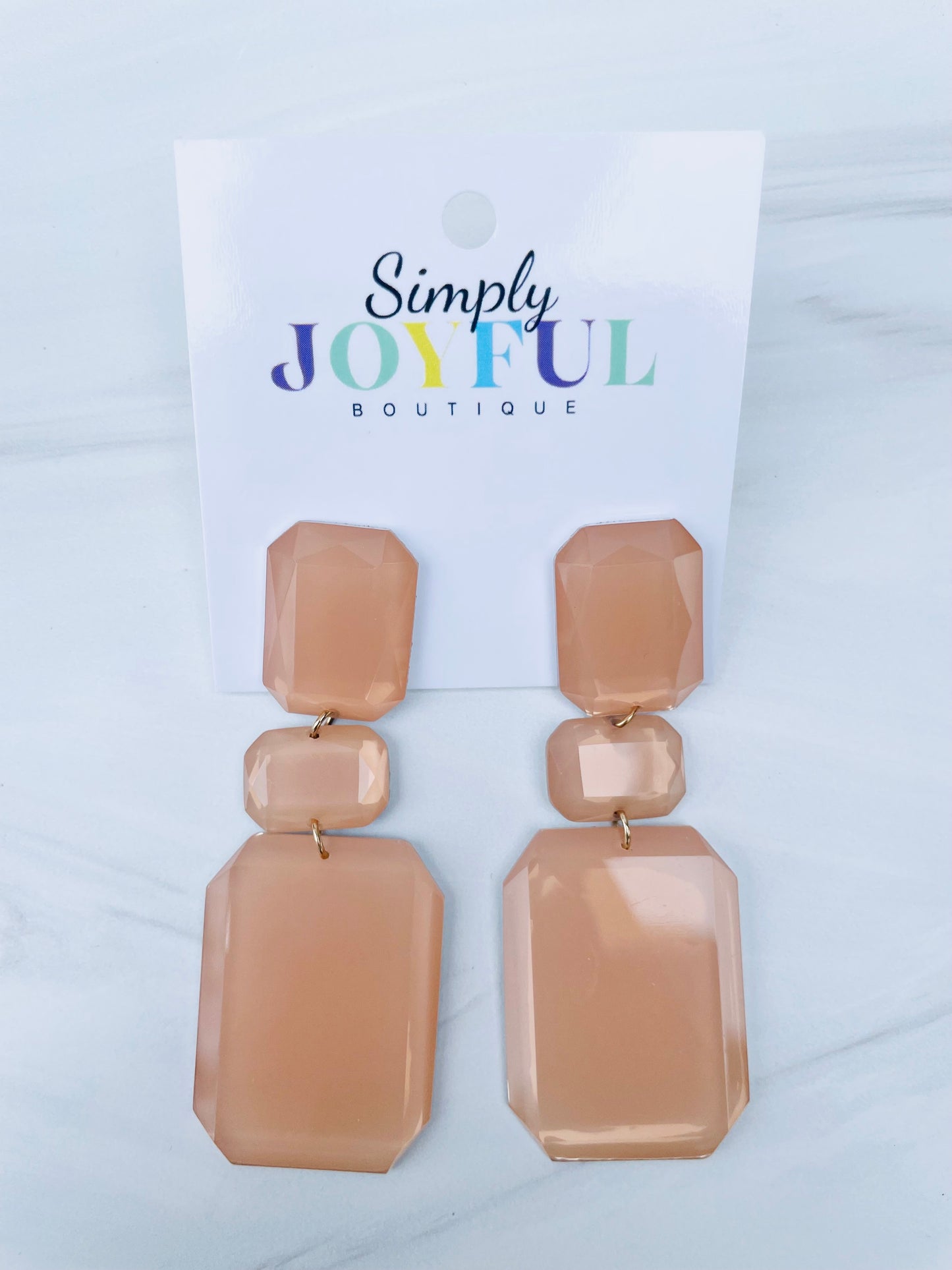 Rectangle Link Earrings- Blush