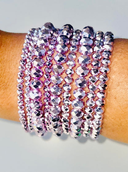 Lavender 9 Layer Bead Bracelet Set