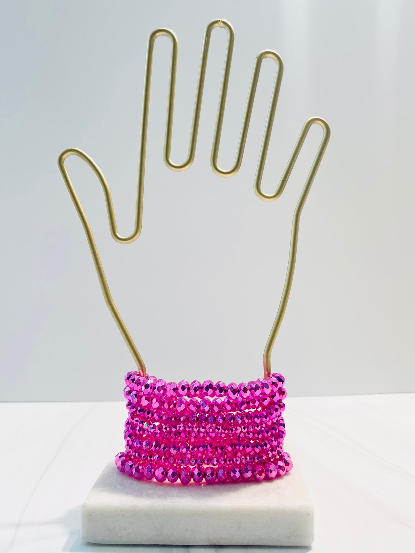 Hot Pink 9 Layer Bead Bracelet Set