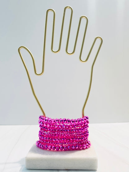 Hot Pink 9 Layer Bead Bracelet Set