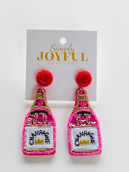 Pink Beaded Champagne | Earrings