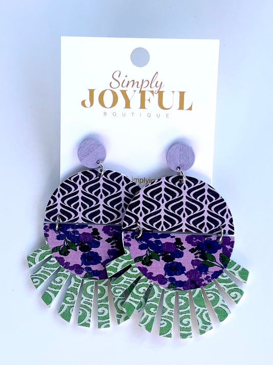 Wooden Circle & Bar | Earrings