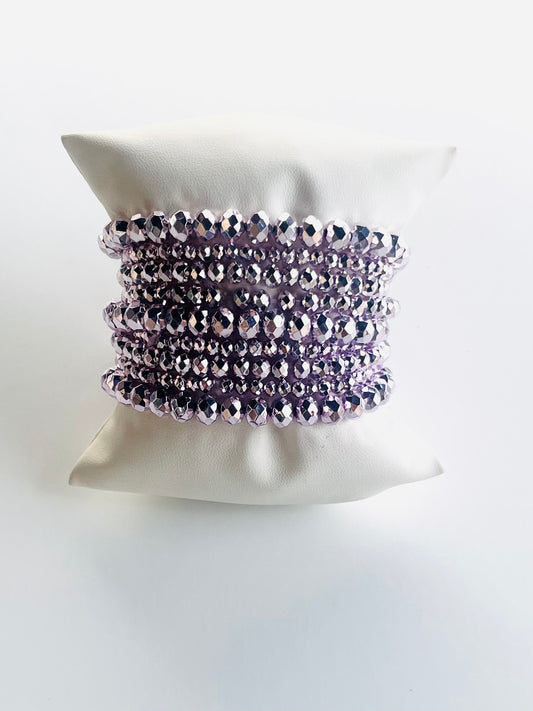 Lavender 9 Layer Bead Bracelet Set