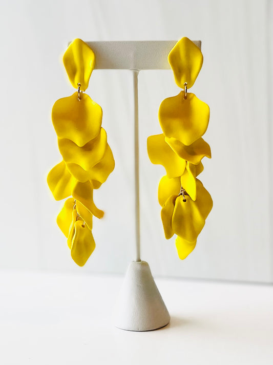 Yellow Rose Petal Dangle Earrings