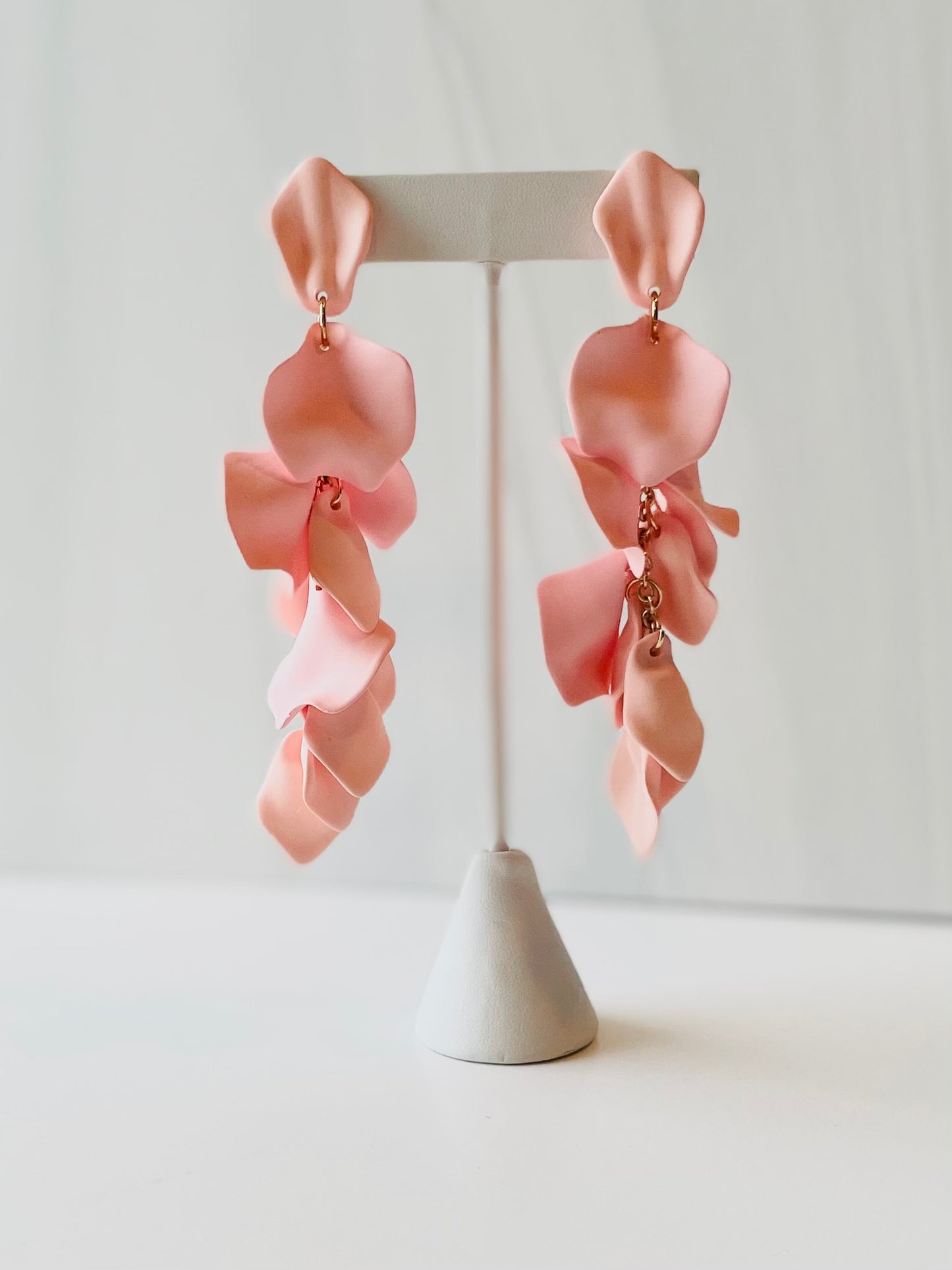 Pink Rose Petal Dangle Earrings