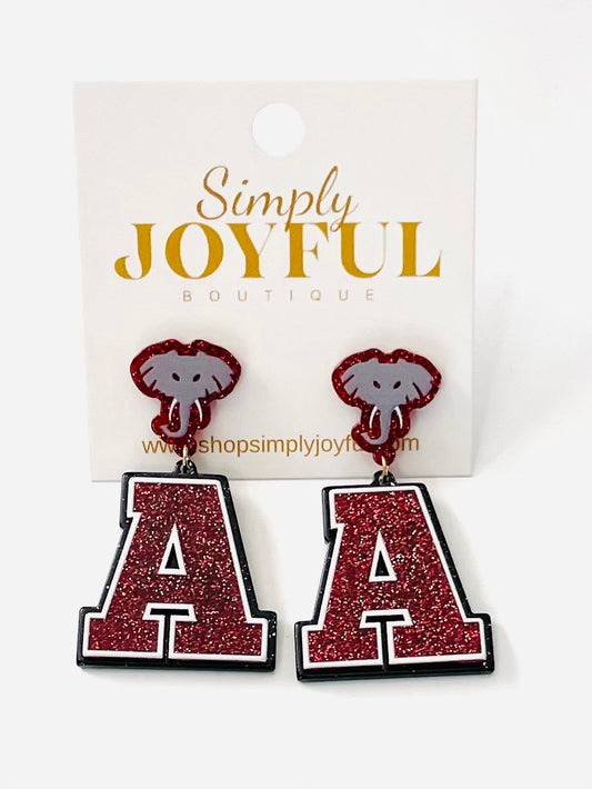 "A" Football Drop Earrings