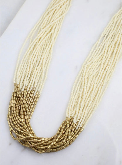 Ivory & Gold Beaded | Necklace