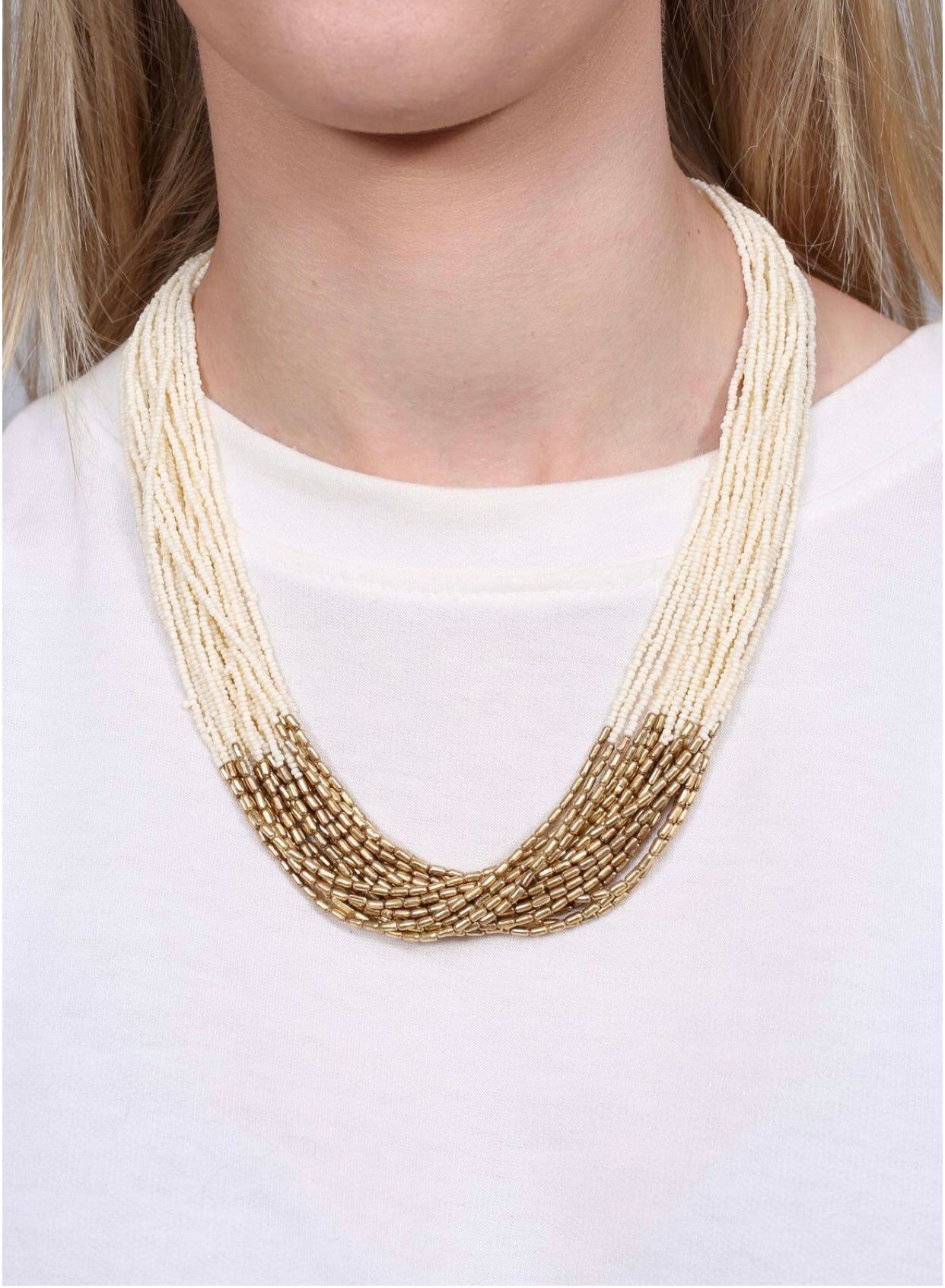 Ivory & Gold Beaded | Necklace