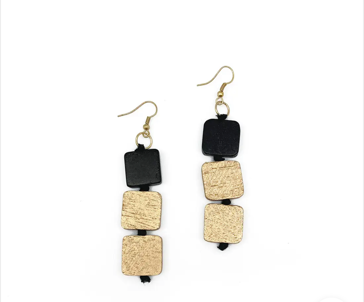 Black & Gold Square | Earrings