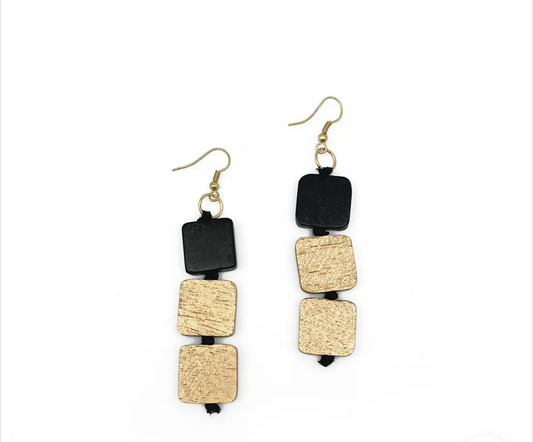 Black & Gold Square | Earrings