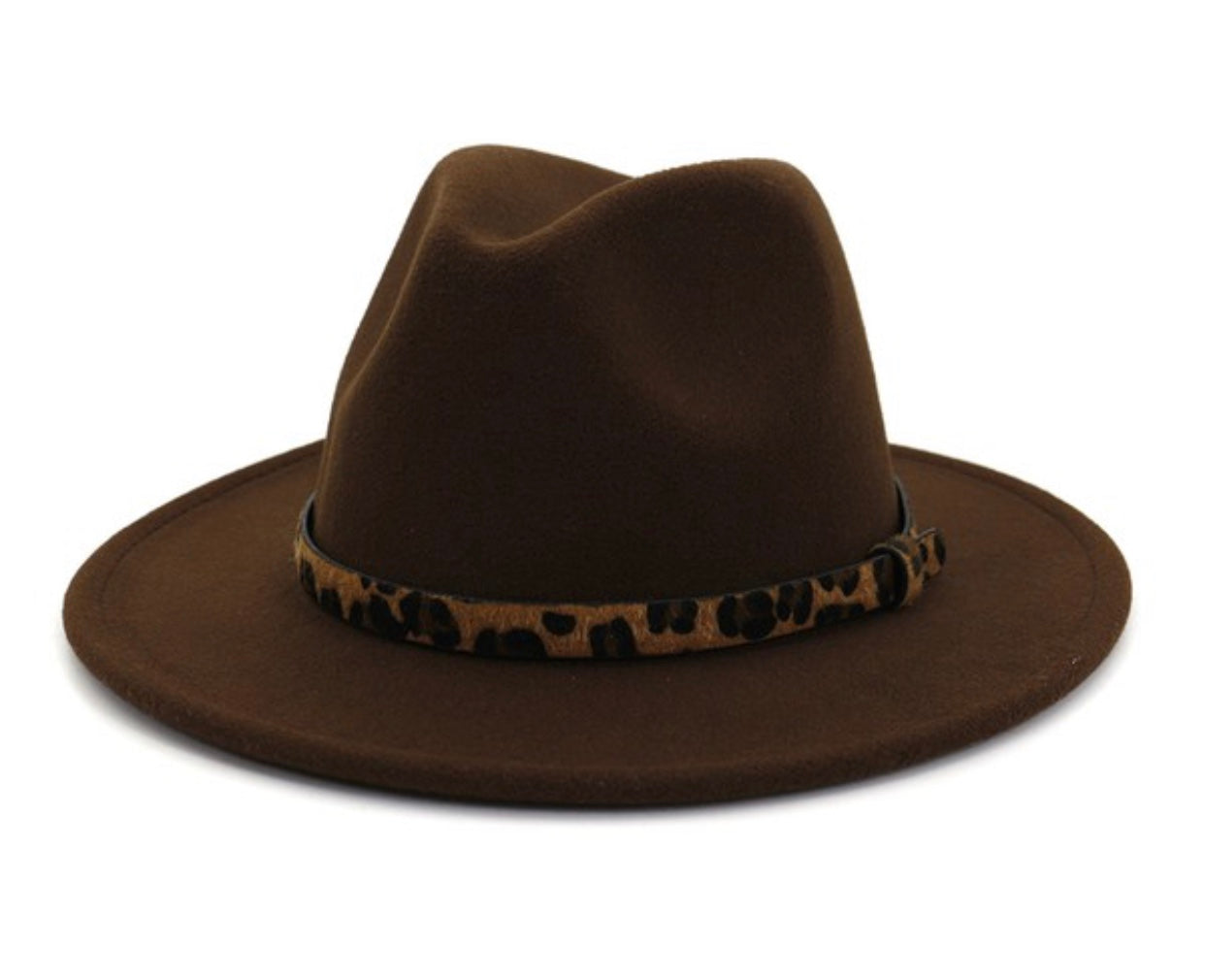 Brown Fedora with Cheetah Band
